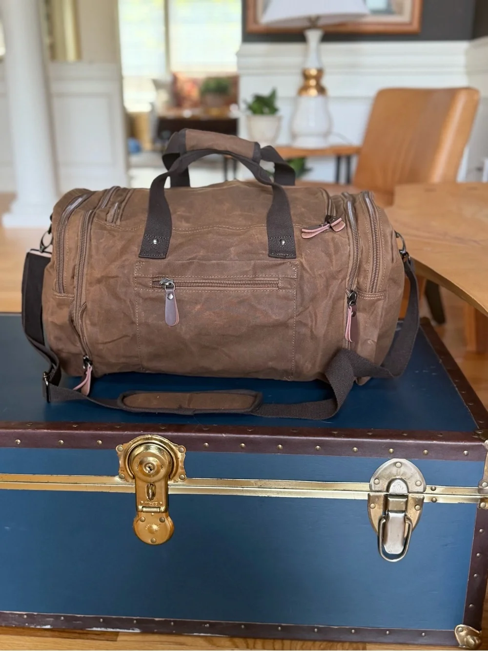 Wildroad Rugged Expandable Waxed Canvas Weekender Duffel Bag